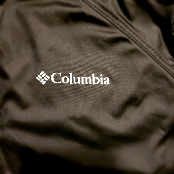 🆕️COLUMBIA LADIES WINDBREAKER JACKET W/HOOD BLACK & NEON ORANGE SMALL - Picture 3 of 13